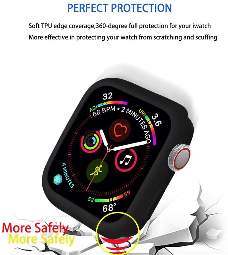 Flexible Soft TPU Bumper Protective Cover For Apple Watch 7 6 5 4 3 2 1 SE Applewatch Series 38mm 42mm 40mm 44mm 41mm 45mm Case