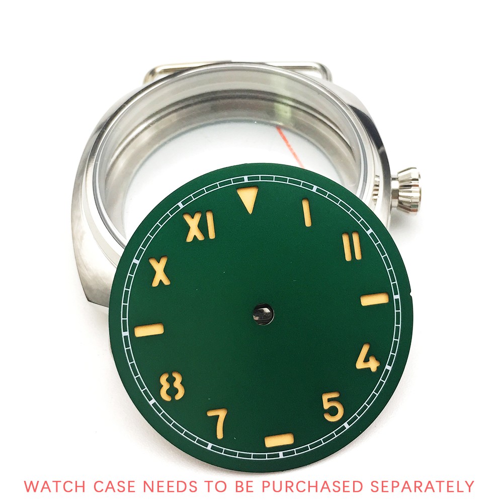 Watch Parts 37mm California Manual Winding Green Watch Literally Aseptic Dial For ETA 6497 ST3600 Luminous Movement