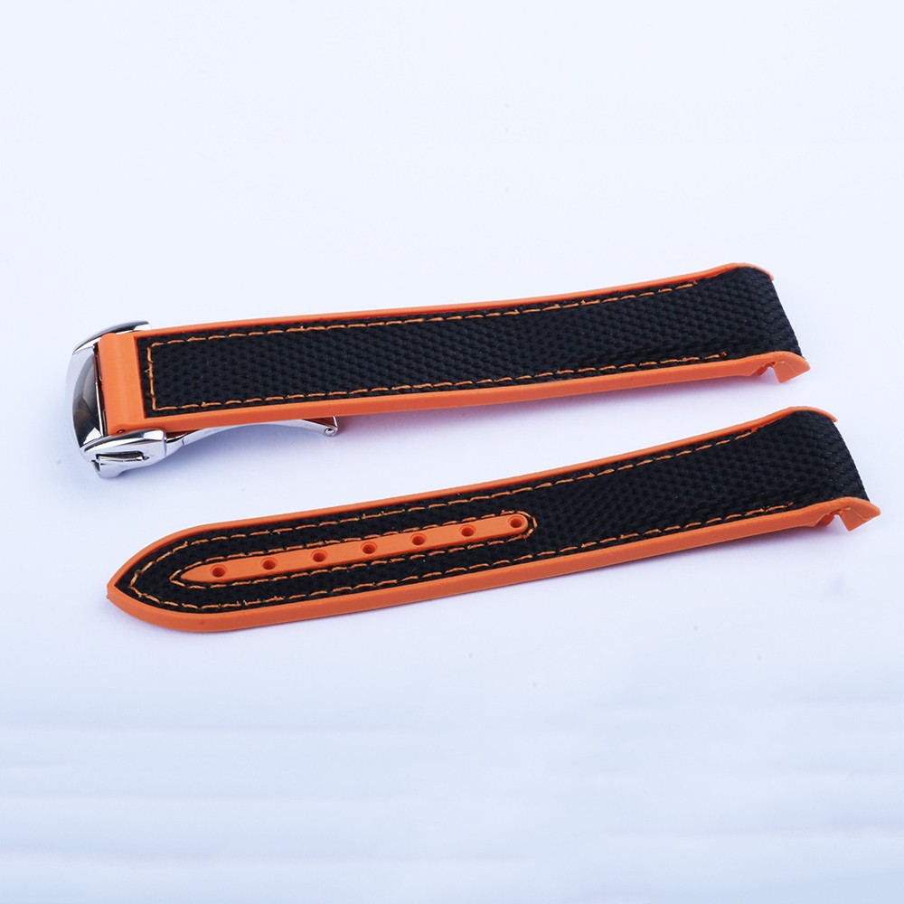 CARLYWET 20 21 22mm Black Orange Rubber Watch Band Strap for Omega Planet Ocean 300m 600m 43.5mm/600m 45.5mm