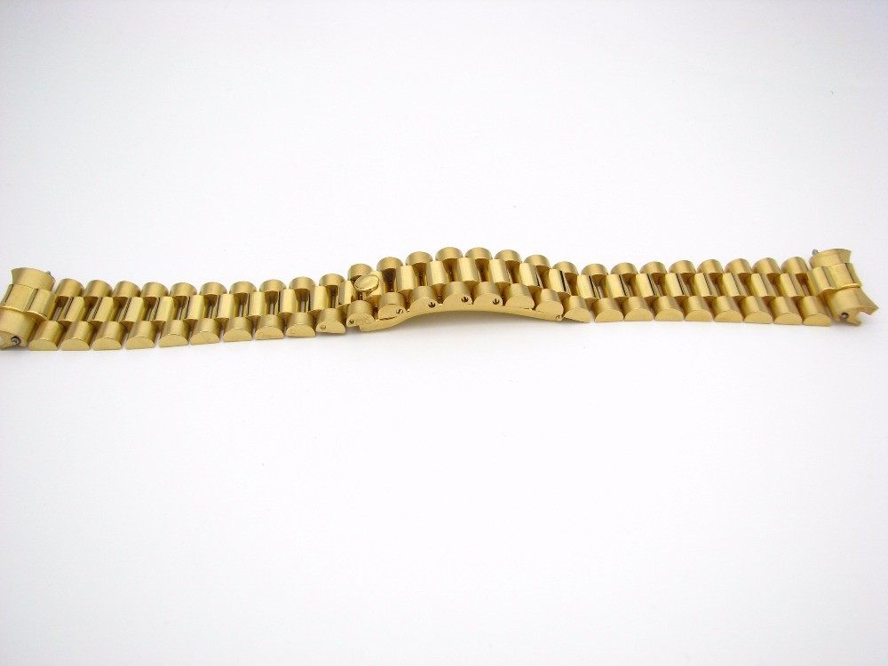 CARLYWET - Solid Curved Screw Link, 20mm, Deployment Clasp, Stainless Steel Watch Band, Strap for Rolex President