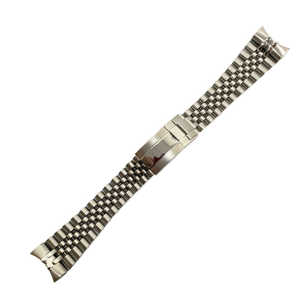 Rolamy 22mm 316L Steel Solid Curved End Screw Links With Oyster Clasp Jubilee Bracelet Watch Band Strap For Seiko 5 SRPD53K1