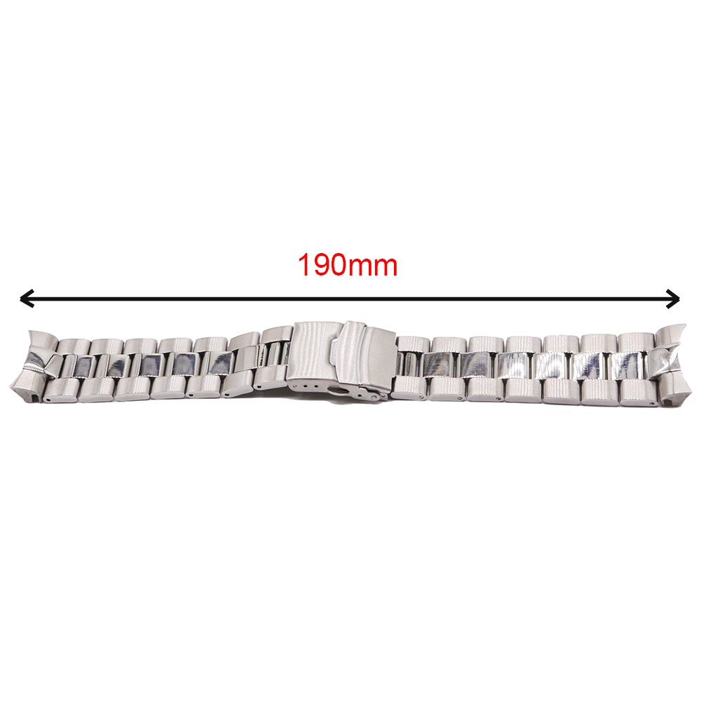 Rolamy 22mm Sliver Stainless Steel Wrist Watch Band Replacement Metal Watchband Bracelet Double Push Clasp for Seiko