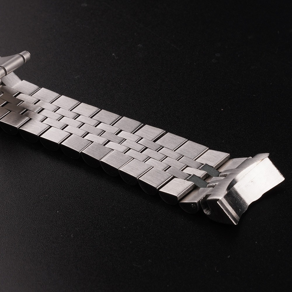 CARLYWET 22mm 316L Stainless Steel Silver Jubilee Watch Band Strap Silver Bracelets Solid Curved End for Seiko 5 SRPD53K1 SKX007