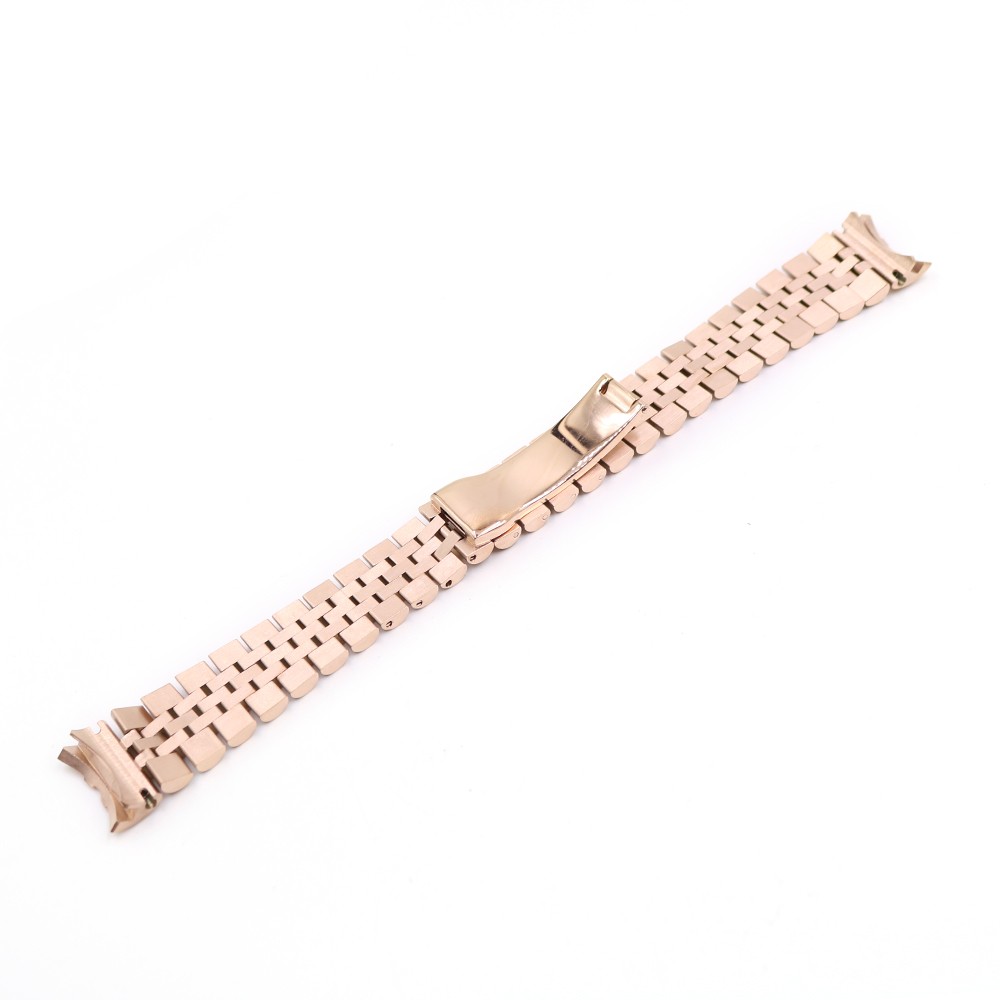 ROLAMIE 20mm 316L Stainless Steel Jubilee Two Tone Rose Gold Wrist Watch Bracelet Strap Solid Screw Links Curved End for Rolex