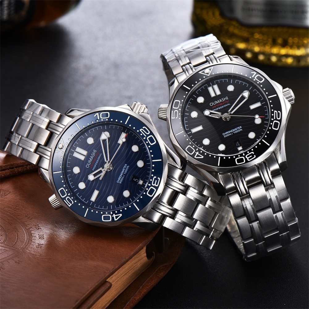 40mm OUMASHI Luxury Brand Men's Watch Mechanical Automatic Stainless Steel Ceramic Bezel Watch Luminous Hands Wristwatches