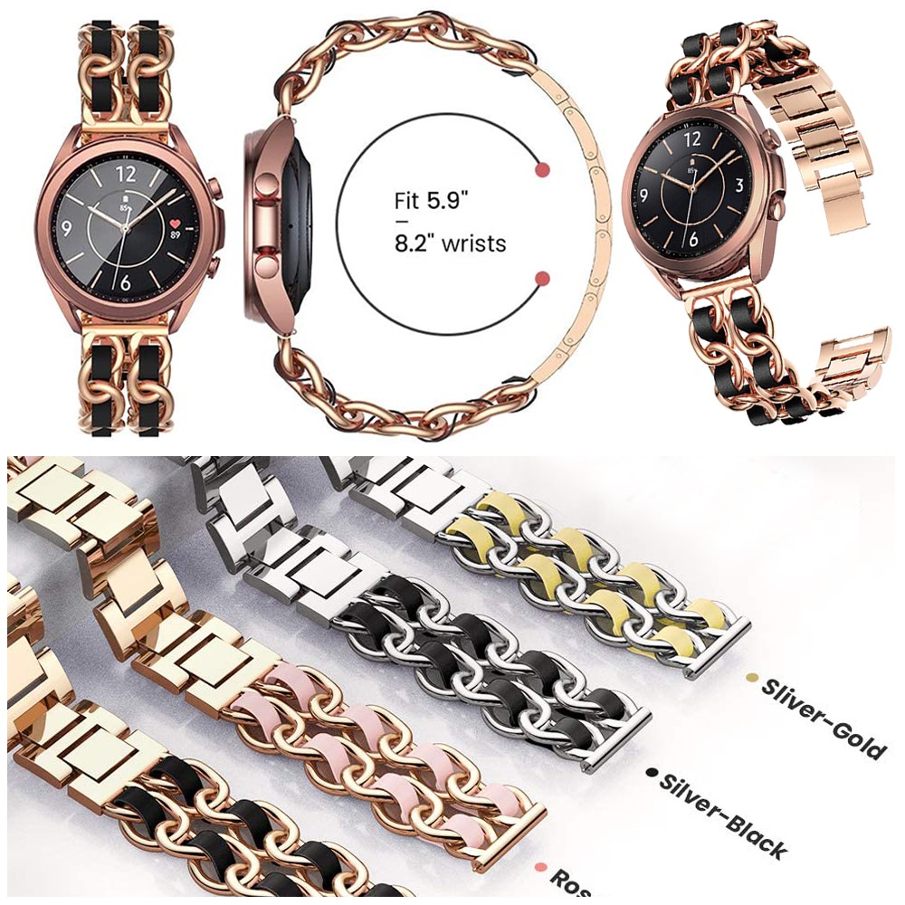 20 22mm Luxury Stainless Steel Strap For Samsung Galaxy Watch 4 40 44mm Girl Gear S3 Classic 42 46mm For Huawei Band GT2