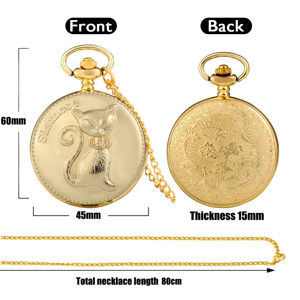 2022 New Men Women Advanced Sense Gold Fashion Chain Pocket Watch Cat Dog Chain Pug Pattern Quartz Movement Watches