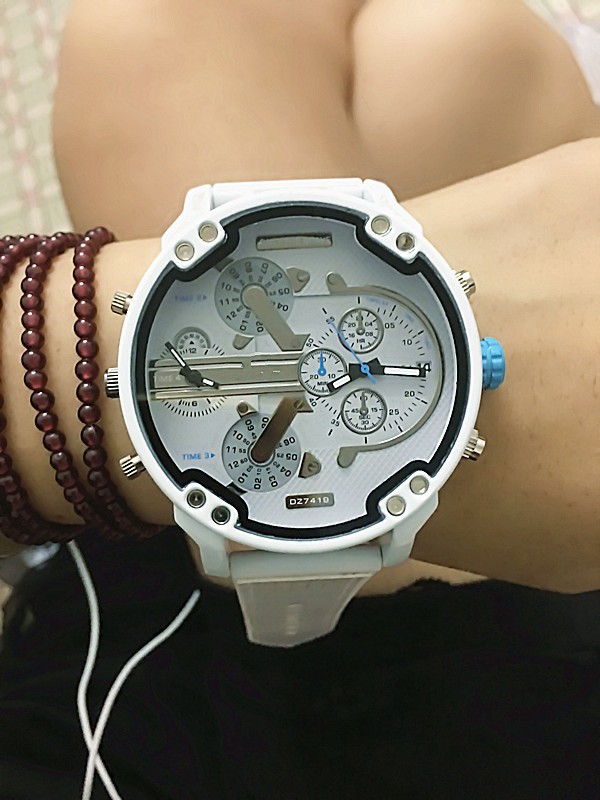 Men's big big double watch new fashion individuality clock silicone strap white quartz watch sports watch business male wristwatches