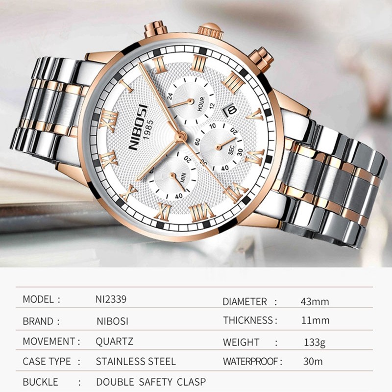 NIBOSI 2021 New Men's Watch Waterproof Luxury Brand Quartz Watch Men Sports Fashion Casual Business Watch Relogio Masculino