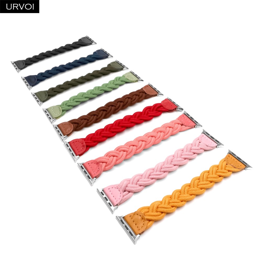 URVOI Braided Band for Apple Watch Series 7 6 SE 5 4 3 2 Woven Nylon Strap for iWatch Solo Stretchable Loop Replacement 41 45mm