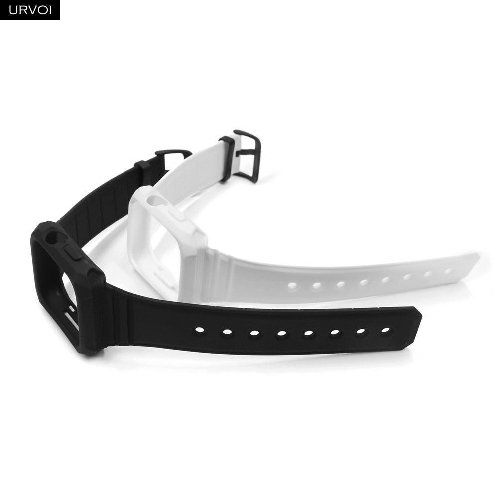 URVOI Band for Apple Watch Series 4 5 6 SE Strap for iWatch 2 in 1 Protector 40 44mm black white color antishock simple