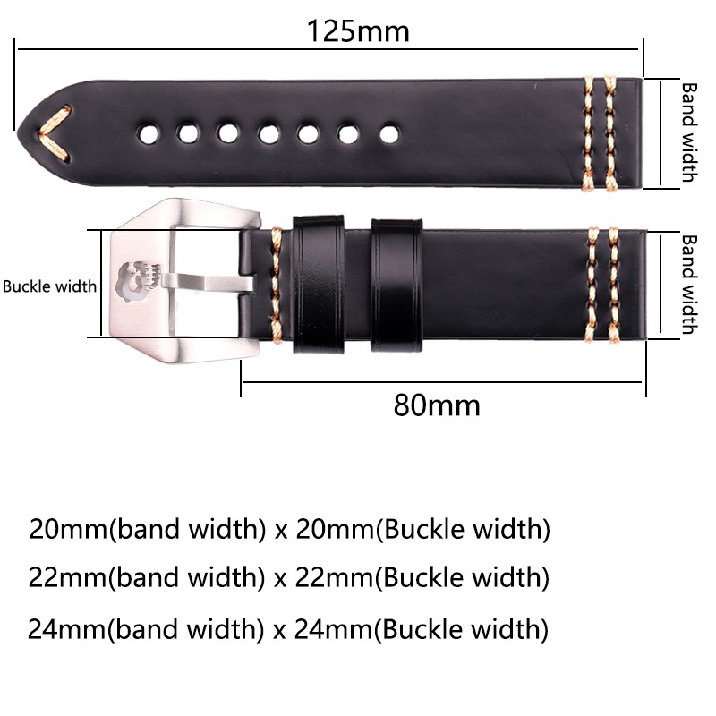 Genuine Leather Watch Band Strap with Metal Skull Buckle 20mm 22mm 24mm Brown Yellow Blue Watchband Women Men Cowhide Strap