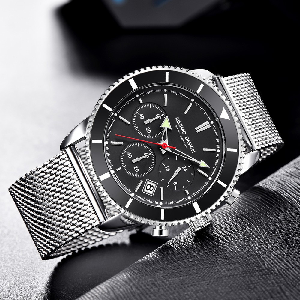 Men's Watch Automatic Date Japanese Watch Movement Quartz Watches 30M Waterproof Wristwatches Chronograph Watch Relogio Masculino