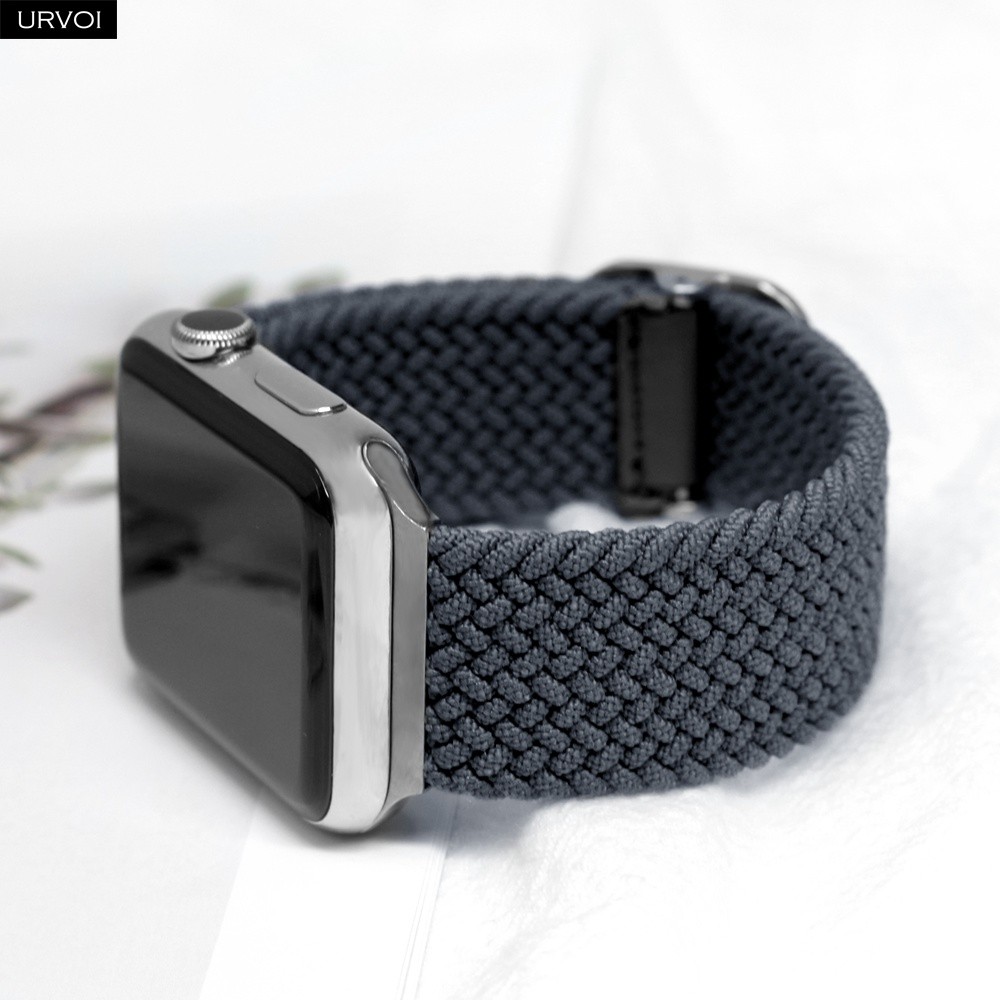 URVOI Braided Strap for Apple Watch Series 7 6 SE 5 4 3 Single Loop Stretchable Strap Adjustable fram buckle for iWatch 41 45mm