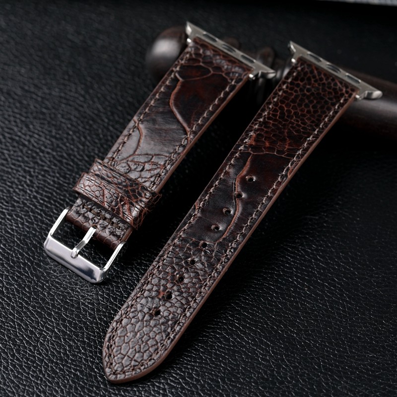 Handmade ostrich foot leather strap watches suitable for Iwatch7 6 5 se 44mm 45mm black brown high-end South African bracelet