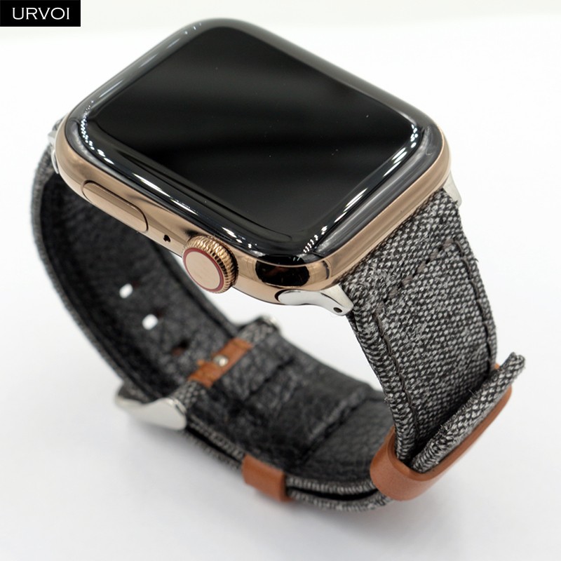 URVOI حزام ل أبل ساعة 7 6 SE 5 4 3 2 1 الفرقة ل iwatch قماش الفرقة 41 45 مللي متر براني نمط جلد الظهر ساعة accessoiries