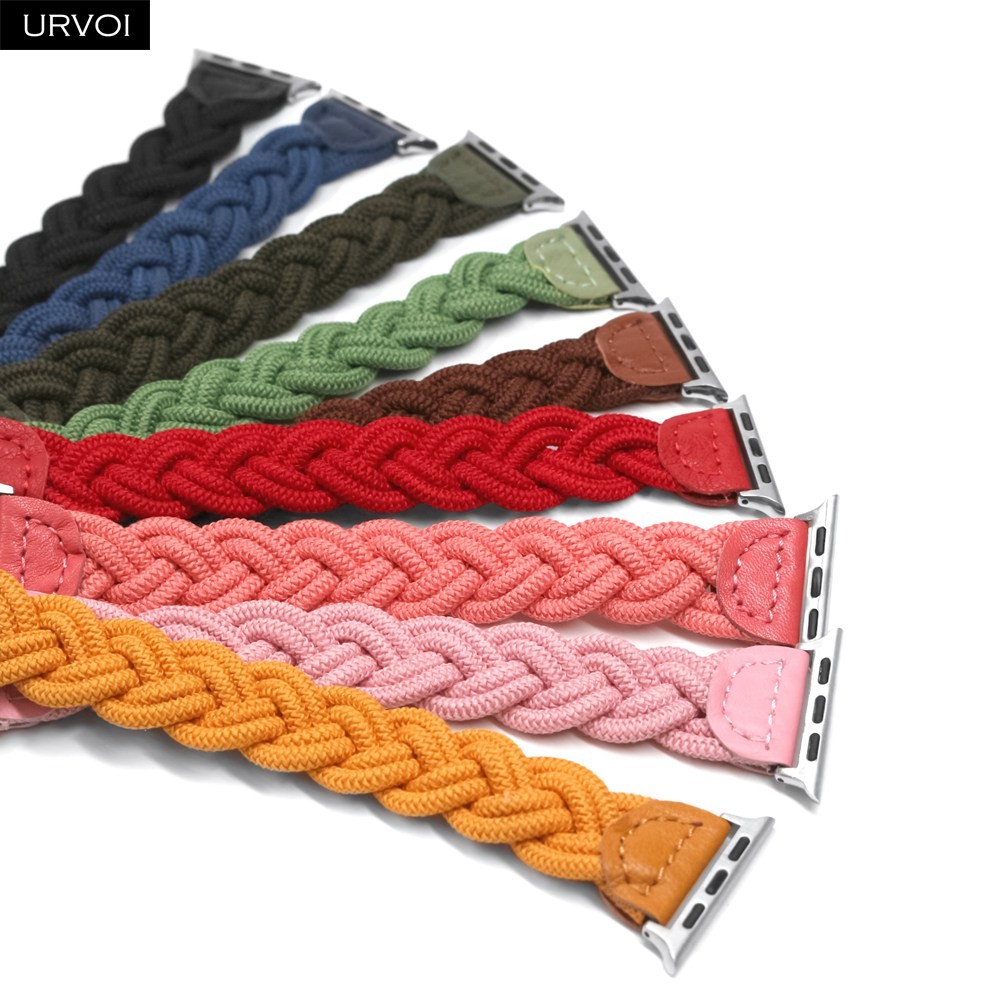 URVOI Braided Band for Apple Watch Series 7 6 SE 5 4 321 Woven Nylon Strap for iWatch Stretchable Replacement Classy Design 40mm