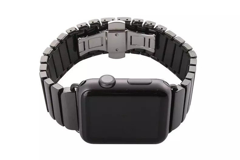 URVOI Link Bracelet for Apple Watch 7 6 SE 5 4 3 2 1 Band Space Ceramic Strap for iWatch 40 41 44 45mm Color White Black