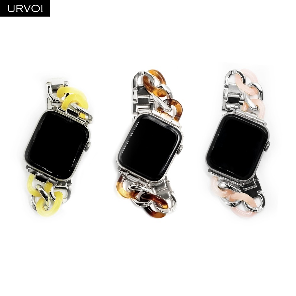 URVOI Cow Boy Series Band for Apple Watch 7 6 SE 5 4 3 2 1 Stainless Steel Resin Strap for iwatch Strap Link Bracelet Modern Style