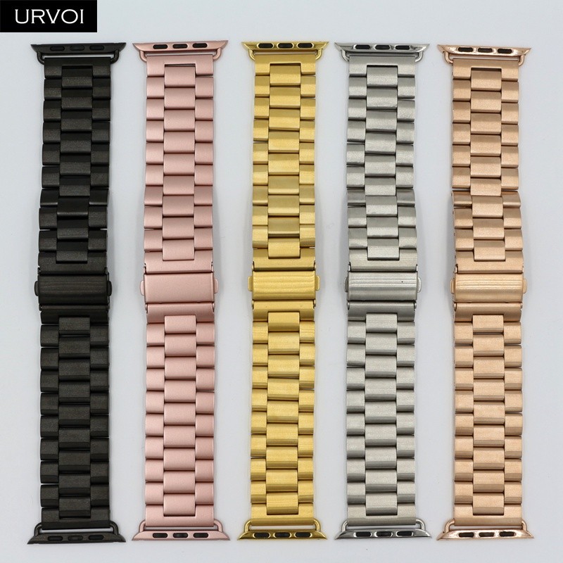 URVOI Band for Apple Watch Series 7 6 SE 5 4 3 2 Link Bracelet for iwatch Stainless Steel Strap with Metal Strap Adapter 40 44mm