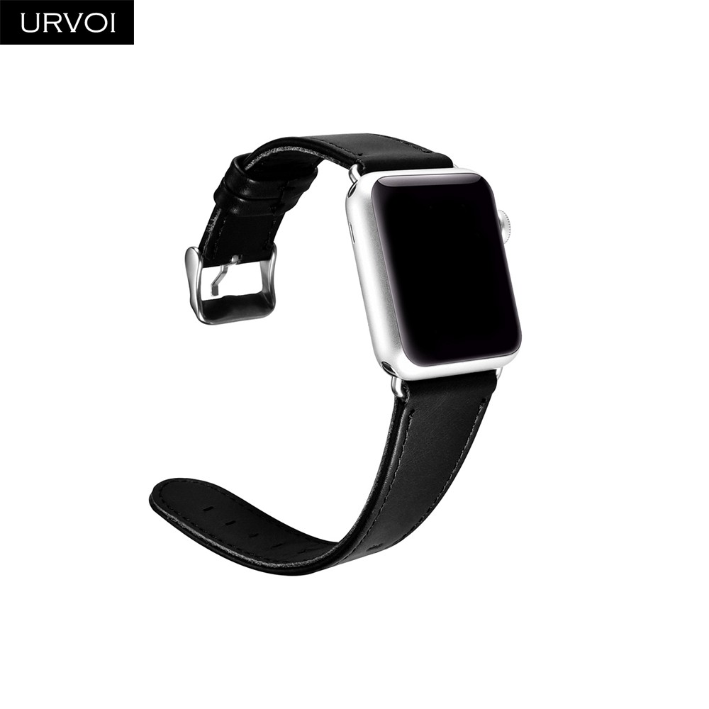 URVOI Strap for Apple Watch Series 7 6 SE 5 4 3 41 45mm Genuine Swift Leather Loop for iWatch Wristwatches Classic Pin Buckle Handmade