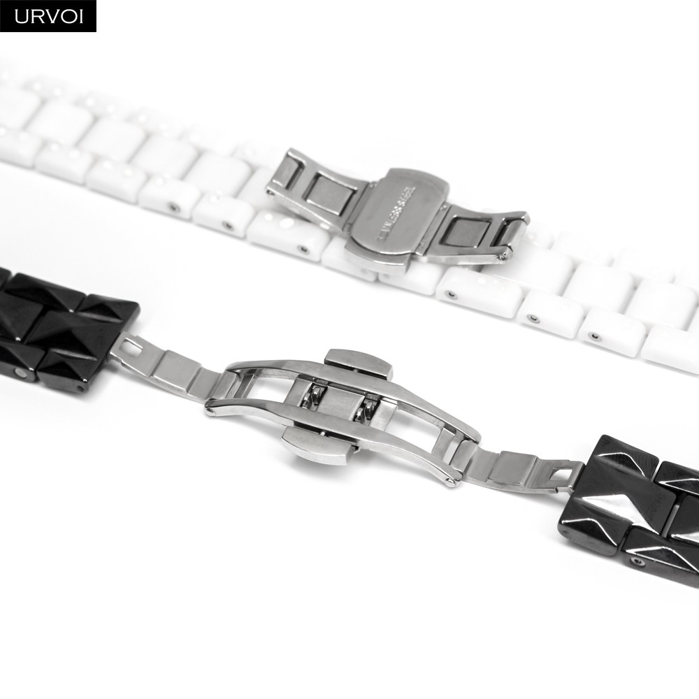 URVOI Band for Apple Watch Series 7 6 SE 5 4 3 2 1 Ceramic Slim Strap for iWatch Rhombus Design Butterfly Buckle 38 40 42 44mm