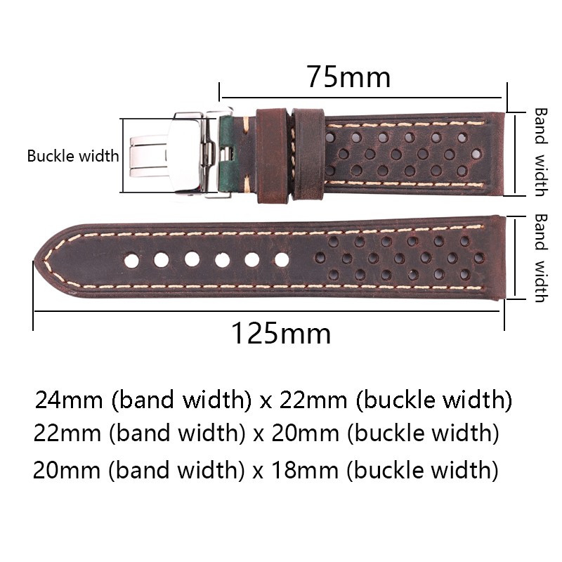 Genuine Leather Watch Band 20mm 22mm 24mm Cowhide Vintage Wrist Strap Strap for Samsung Galaxy Watch Bracelet Deployment Clasp