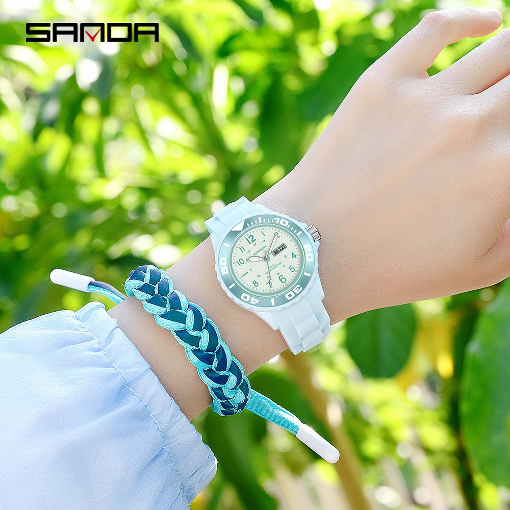 SANDA Fashion Casual Women's Watch Silicone Waterproof Quartz Women Watches Female Gift for Women Watch Relogio Feminino P1053