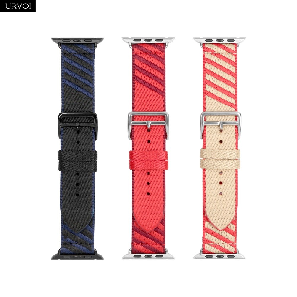 URVOI Single Jump Round Band for Apple Watch Series 7 6 SE 5 4 3 2 1 New Fabric Woven Strap for iWatch Sport Design Swimproof