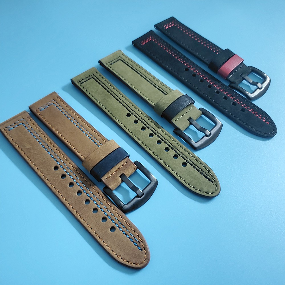 Leather Strap for Samsung Galaxy Watch 46mm 42mm Watch3 45mm 41mm/Active 2 44mm 40mm/Gear S3 Band Bracelet Watchband Replacement