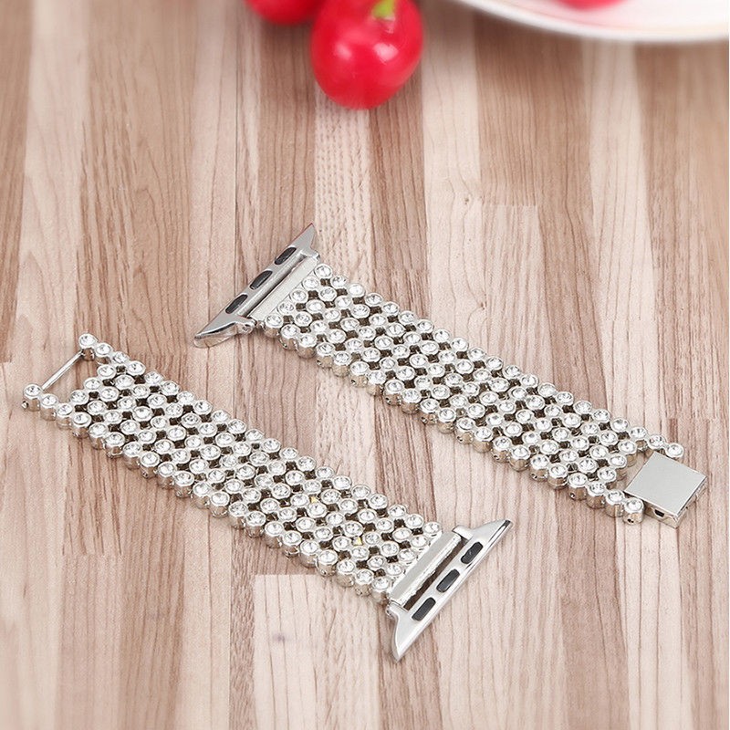 41mm Stainless Steel Diamond Strap for Apple Watch 7 45mm 44mm 42mm Metal Watchband for iwatch 7 6 5 Se Bracelet Wristband 38mm