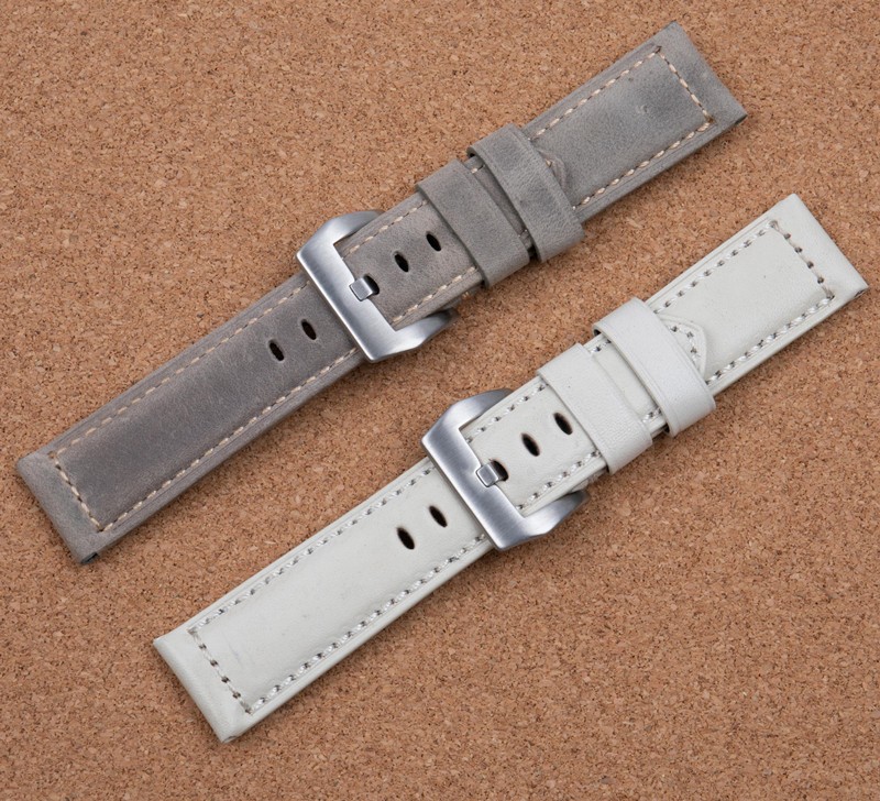 luxury brand watchband gray white retro 24mm vintage italy calf horse leather for panerai strap watch band tang buckle pam441