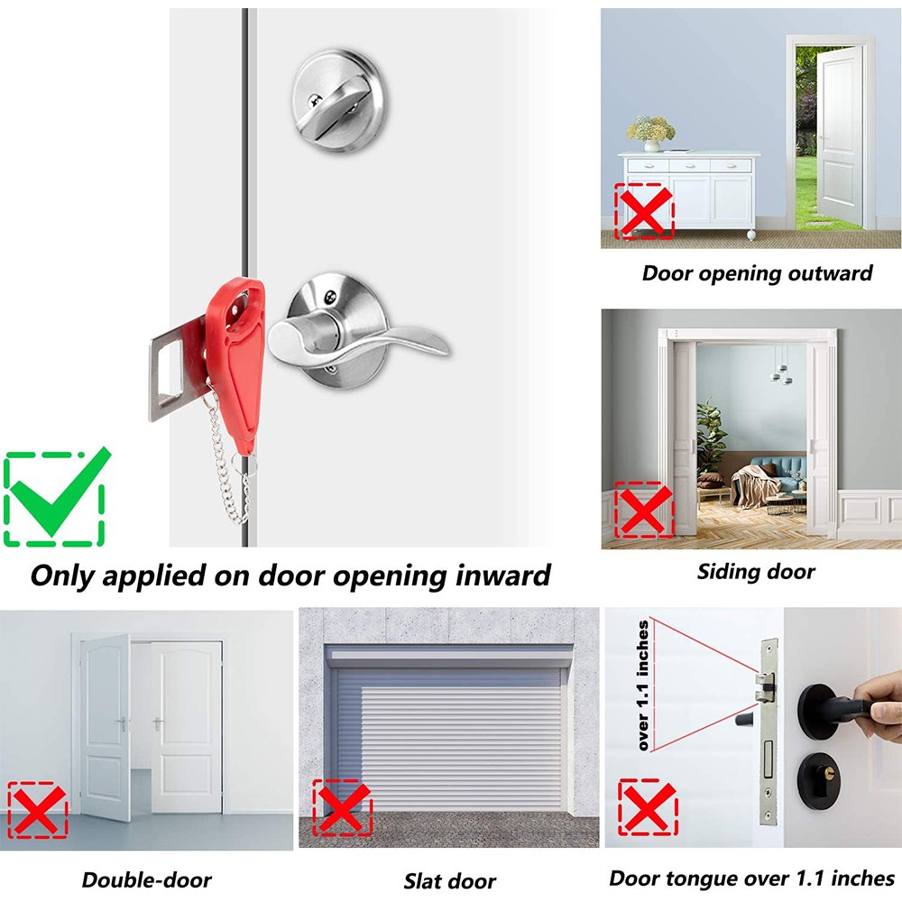 Portable Door Lock Safety Latch Metal Lock Home Room Hotel Anti-theft Security Lock Travel Residence Safety Door Loc