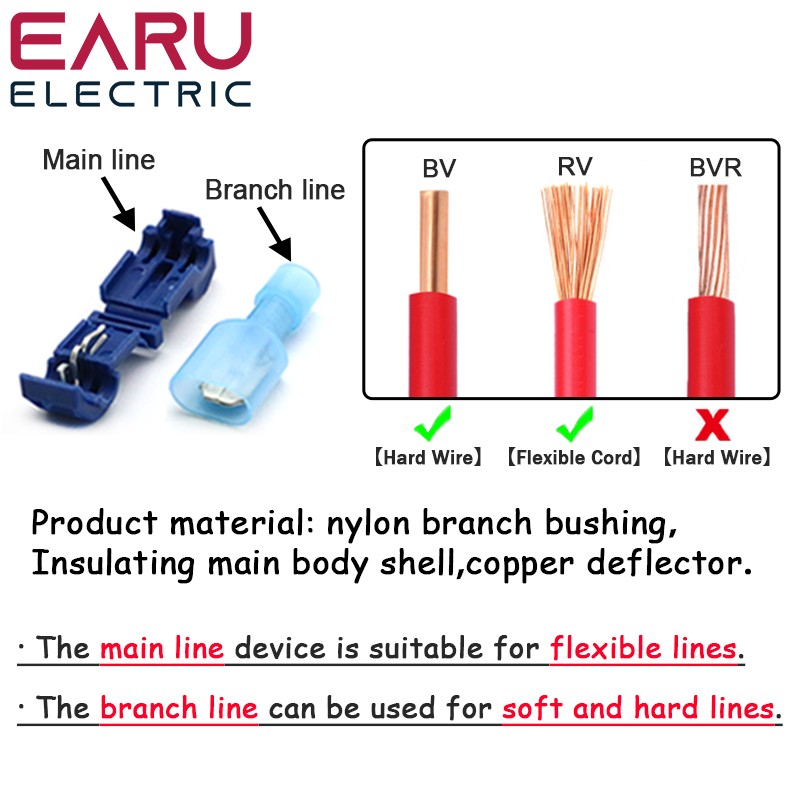 10/20/30/40/50pcs T-Connector Tap Cable Connector Electrical Quick Snap Splice Lock Wire Terminal Waterproof Crimp Wire Terminal