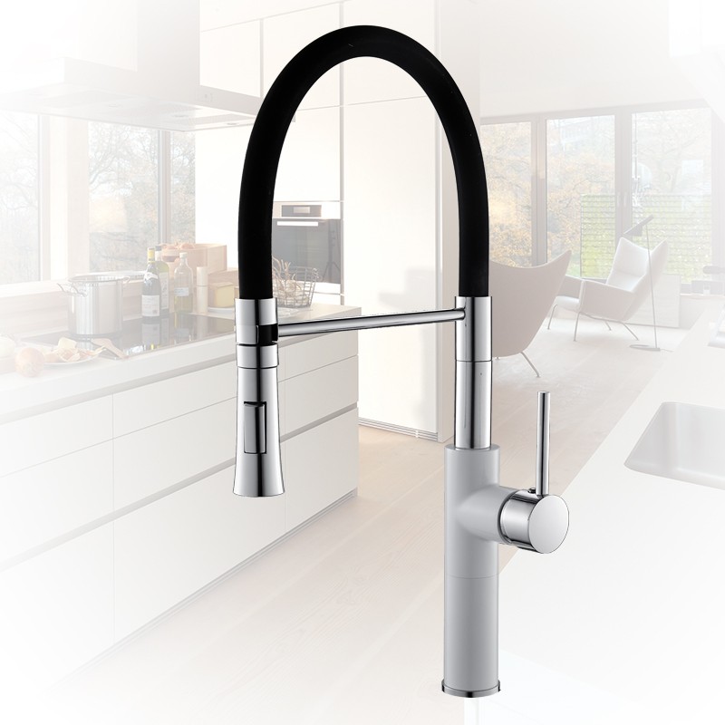 Kitchen Faucets Chrome Kitchen Sink Lever Deck Mount Pull Down Dual Sprayer Nozzle Torneira De Cozinha Mixer Water Taps LK-9910