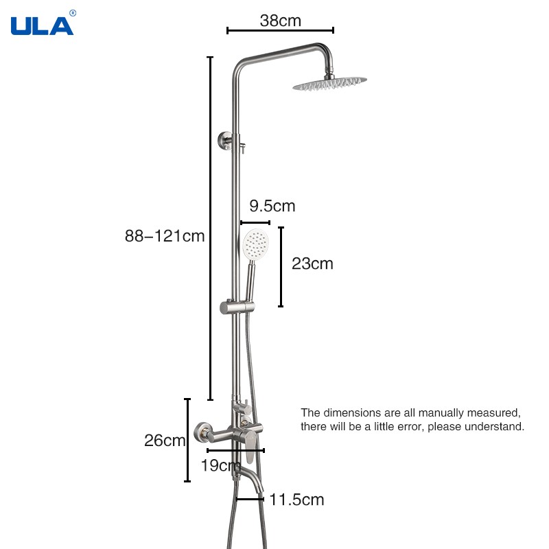 ULA Shower Faucet Stainless Steel Bathroom Bathtub Faucet Shower Mixer Faucet Black Shower Tap Head Rainfall Shower Tools