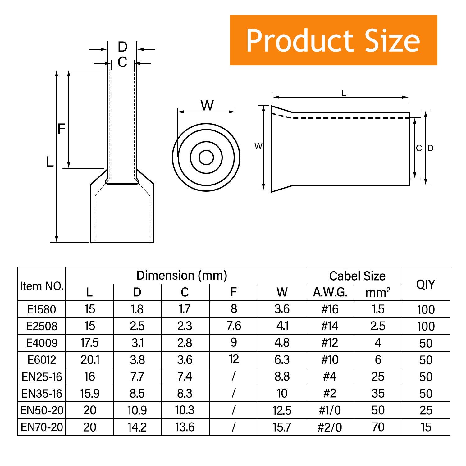 Wire Crimp Terminals, 1900/1200/440pcs, Terminal Ring Set, AWG Connector Sleeves (2/0 1/0 2 4 10 12 14 16)