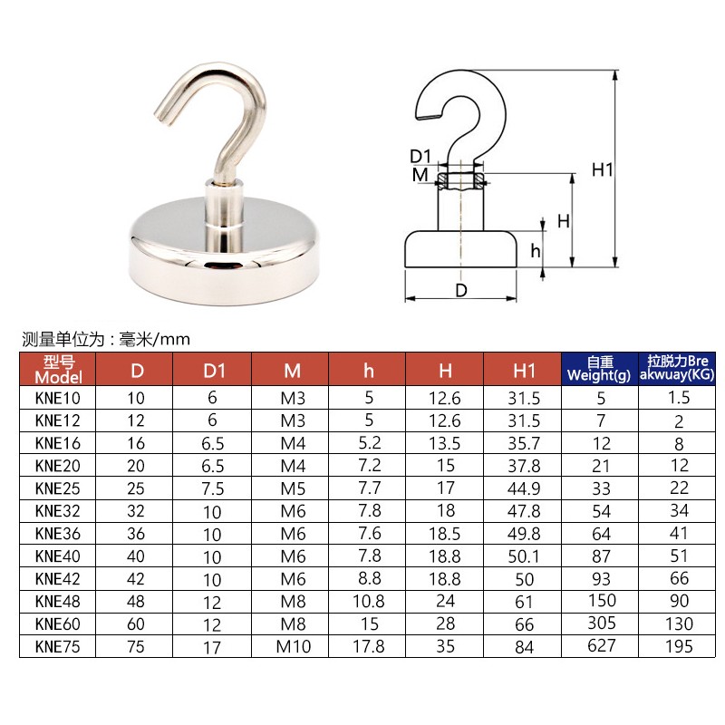 10pcs D20mm 25mm 32mm 36mm 40mm 42mm 46mm 48mm Magnetic Hooks Heavy Duty Wall Hooks Hanger Super Strong Neodymium Magnet Hooks