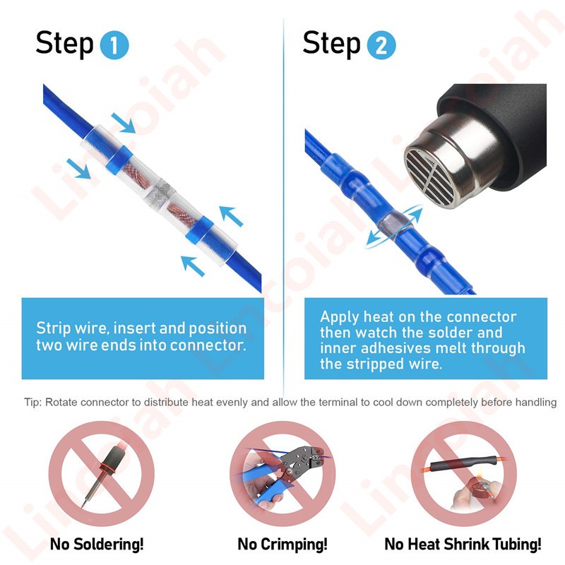 500/50pcs Heat Shrink Butt Terminals Crimp Terminals Waterproof Welding Seal Electrical Connectors Wire Twisting Cable Kit Marine Auto