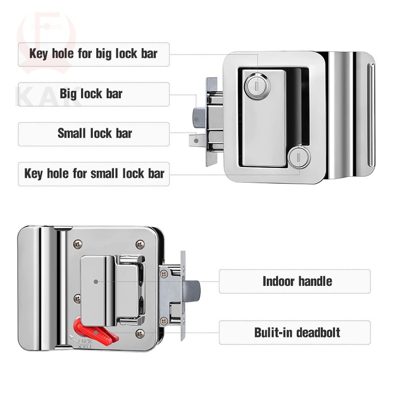 KAK RV Camper Trailer Entry Door Handle Zinc Alloy Security RV Door Lock Replacement With Deadbolt Computer Key Knob