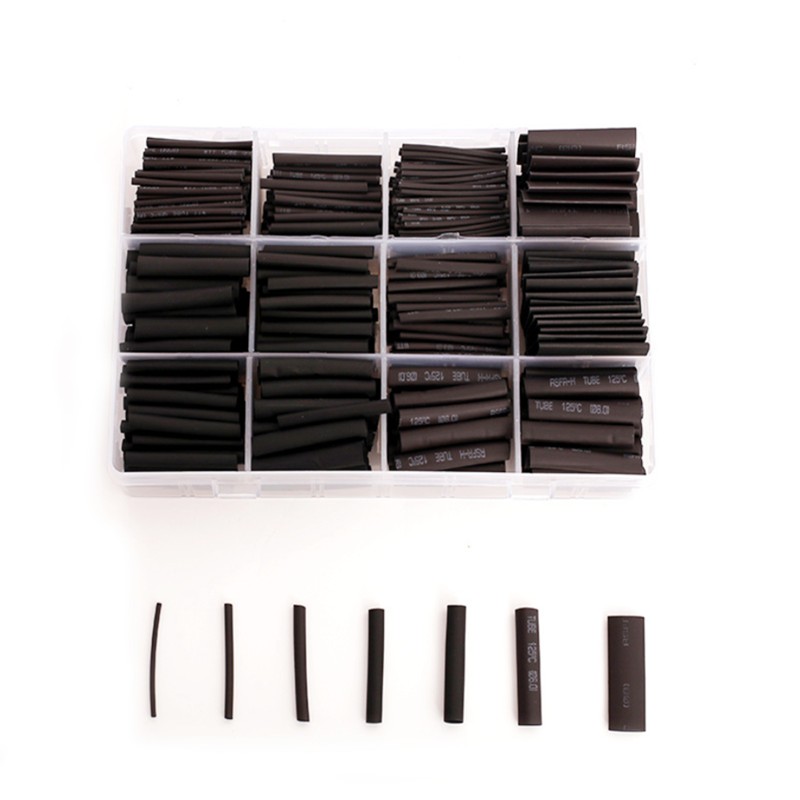 625pcs Black Boxed Heat Shrinkable 2:1 Electronic Connection Kit Insulated Polyolefin Sheathed Shrink Cables And Tube Cables