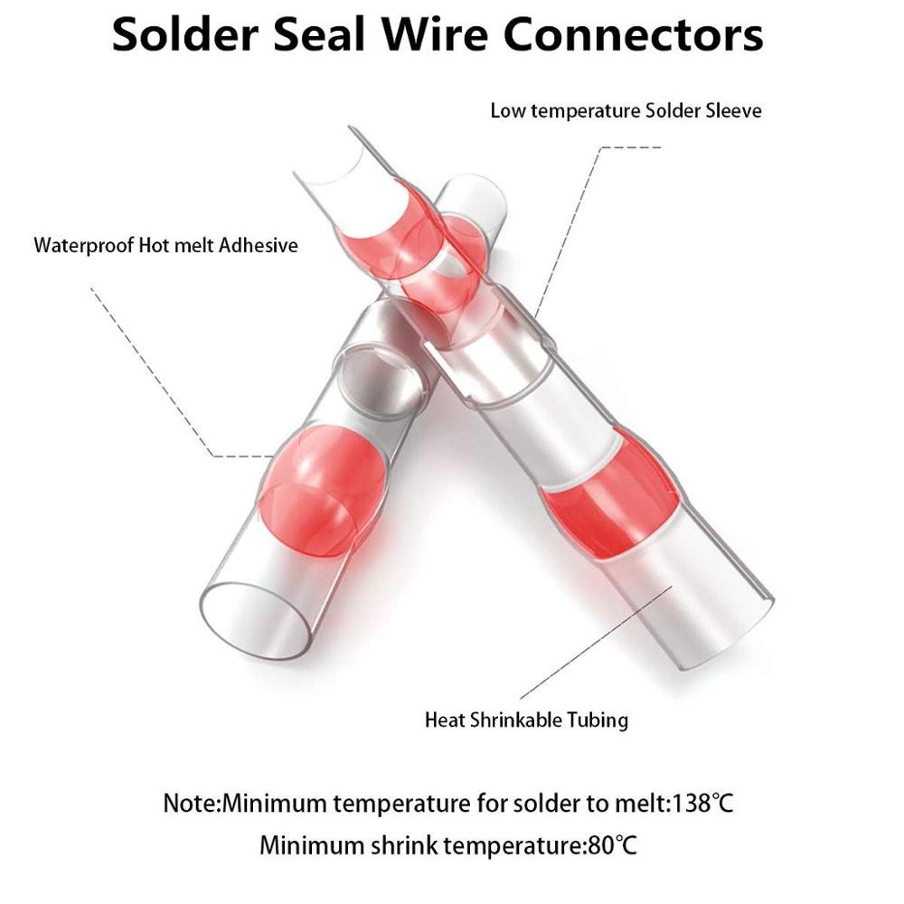 800/400/200pcs Heat Shrink Connector, Weld Seal Wire Connectors, Heat Shrink Butt Crimp Connectors Electrical Wire Terminals