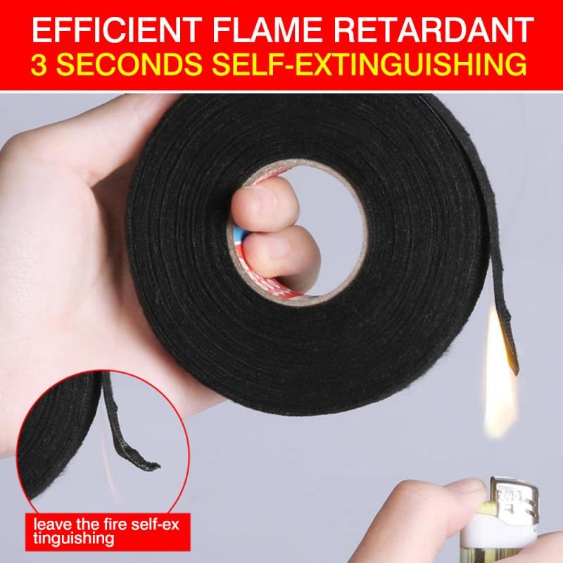 5 Rolls 15m Heat Resistant Flame Resistant Tape Coroplast Car Adhesive Tape Cable Holder Wire Loom Protection 32mm