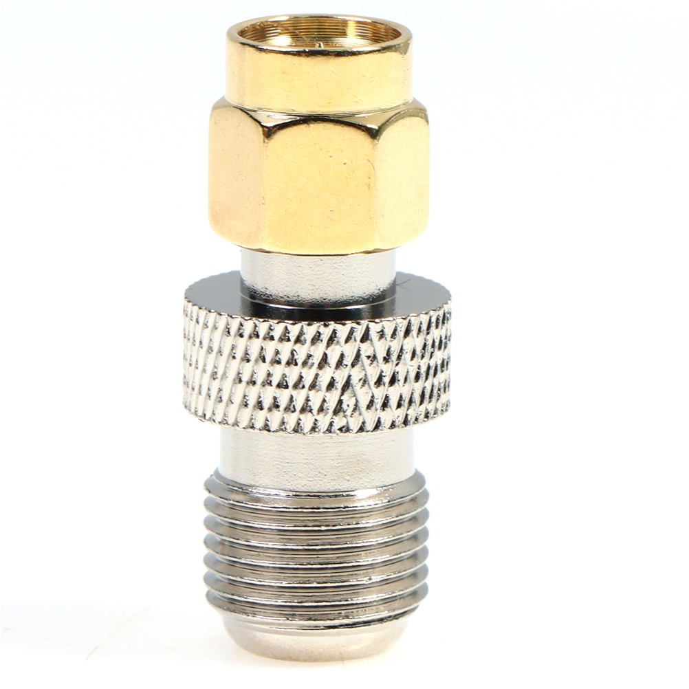 One or 2pcs F Type Female Jack to SMA Male Plug Straight RF Coaxial Adapter F Connector to SMA Adapter Gold Tone