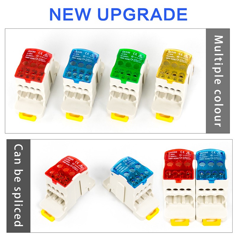 Multiport Distribution Box Universal Wire Connector Terminal Blocks Waterproof Junction Box UKK 80A