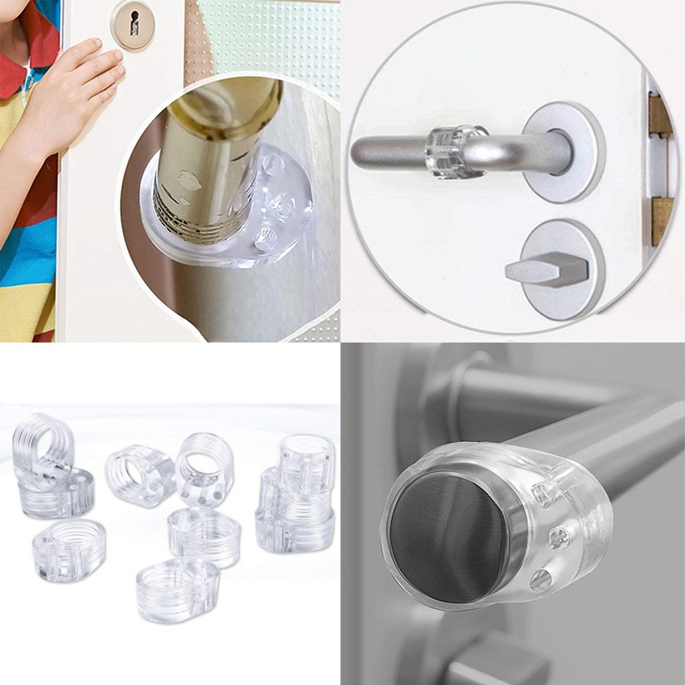 5pcs Silicone Door Handle Stopper Transparent PVC Knob Buffer Protection Wall Shock Absorber for Home Kitchen Bedroom