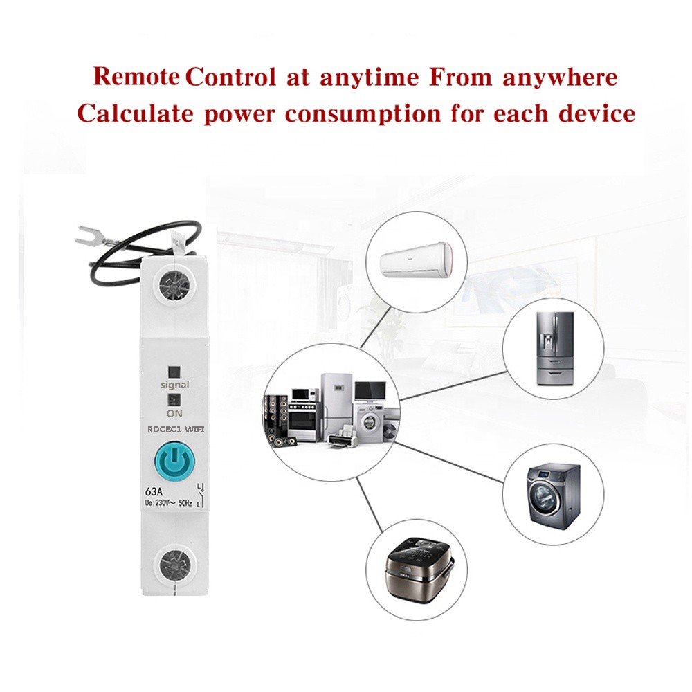 1P Din Rail WIFI Smart Energy Meter Energy Consumption KWh Meter Circuit Breaker Time Timer Switch Relay Voltmeter For Smart Home