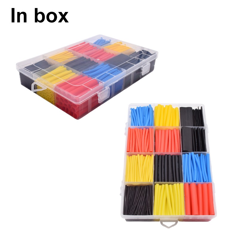 127/164/328/580/780pcs Polyolefin Heat Insulation Wire Cable Heat Shrink Tubing Shrinkable 2:1 Wrap Sleeve Tube Assortment Set