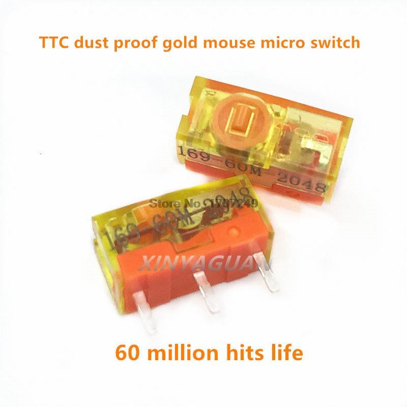 10pcs New Style Original TTC Dust Gold Chain Mouse Micro Switch 3 Pin Gold Contactor 30 60 80 Million Clicks Lifetime