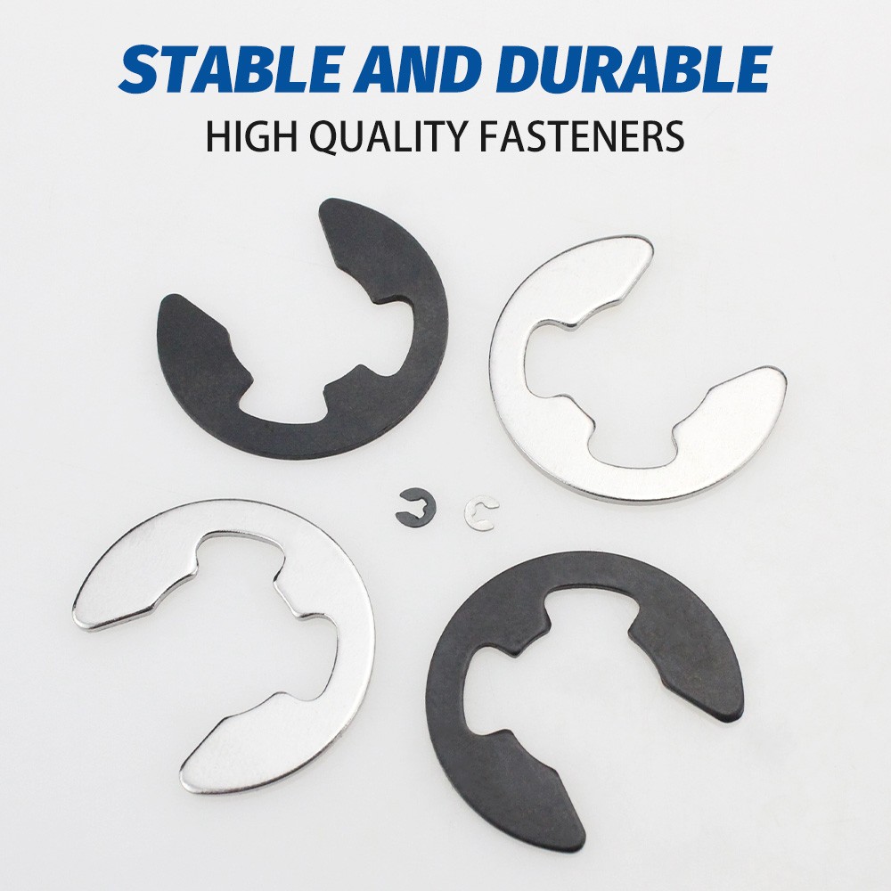 290pcs Alloy Steel E Clip Circuits Washer Assortment External Circles Retaining Ring For Shaft Fastener Shaft Pulley 1.2-15mm